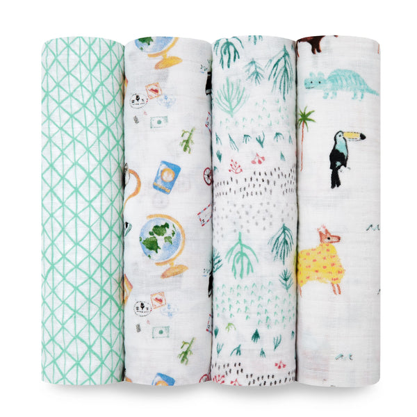 Aden + Anais CLASSIC SWADDLES AROUND THE WORLD 4PK