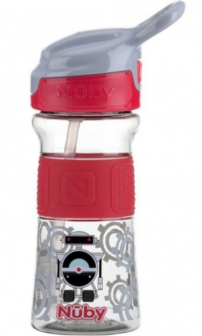 Nuby 1pk 12oz/360ml Soft Spout On the Go Sports Bottle with Push Button - Red