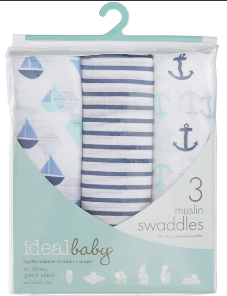 IDEALBABY SWADDLES SET SAIL 3PK