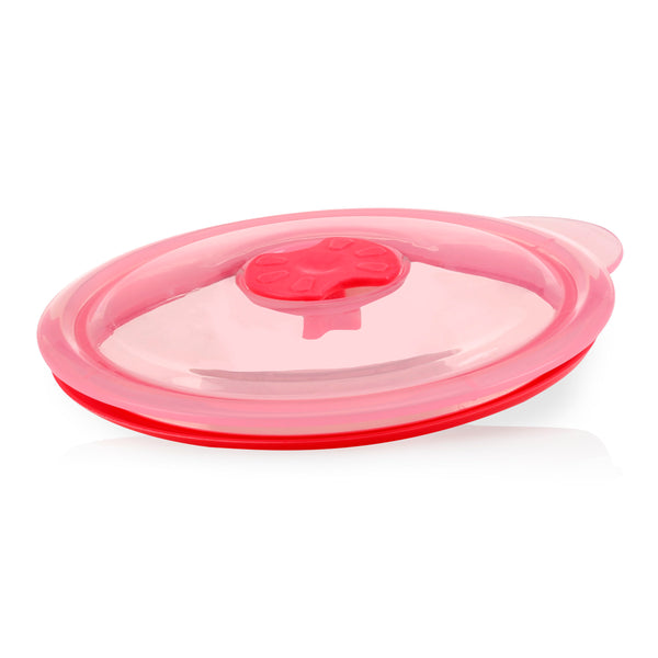 Large Stainless Steel Suction Bowl with Water Reservoir and Lid-Pink