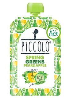 Piccolo Spring Greens, Pear & Apple with a hint of mint (Stage 1 - 100g )