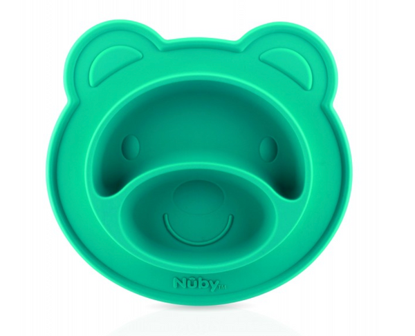 Nuby Bear Face Shaped Feeding Mat - LFGB Silicone – Aqua